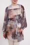 Gray Mixed Brush Pattern Chiffon Tunic - 5