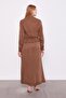 Brown Ruffle Detailed Cupra Skirt Set - 6