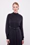 Black Cupra Dress with Shoulder Embroidery Detail - 5