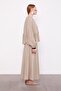 Beige Stripe Lace Detail Skirt Suit - 2