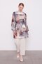 Gray Mixed Brush Pattern Chiffon Tunic - 2