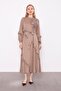 Oil Green Collar Flower Detailed Cupra Dress
