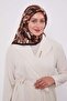 وشاح حريري بنمط رخامي بني داكن - 3
