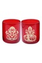 Maple Leaf Enzo Laxmi Ganesh Ji Glass Candle Holder 2pcs Set - 3