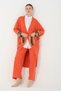 Hatunatila Hera Fabric Oversized Cardigan Set with Pocket and Sleeve Detail 5005 Orange - 3