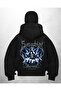 Two Angel Blue Printed Black Samurai Snow Mask Sweatshirt Cardigan