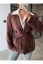 Brown Suede Jacket with Belt at the Waist - 2