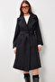 Double-Breasted Collar Belted Cashmere Coat Lgp0030 Black - 4