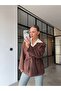 Brown Suede Jacket with Belt at the Waist - 5