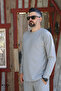 Men's Corduroy Striped Regular Long Sleeve Sweatshirt with Pockets Elastic Waist Lace-Up Pants Set - 2