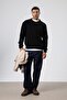 Crew Neck Oversize Knitwear Sweater Black