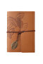 Vintage Leaf Motif Pu Leather Notebook–80 Pages Unlined Journal,18.5X12.5 Cm,Travel Notebook