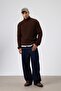 Oversize Knitwear High Neck Sweater Brown - 2