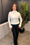 White Flywheel Sleeve High Neck Knitwear - 3