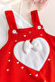 Heart Patterned Bow Baby Girl Jumpsuit Salopet Set - 3