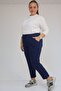 59012 Large Size Modal Pants with Bird's Eye Detail on the Legs - Indigo - 4