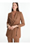 Women's Double Breasted Collar Leather Rope Detailed Tan Combination Suit Tk-1694 - 6