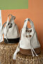 Canvas & Suede Leather Detailed Bucket Bag – Crossbody and Hand Strap - 3