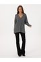 Gray Melange Knit Pattern Comfort Fit V-Neck Sweater 50311596-Vr086 - 4