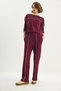 Women's Plum Color Crew Neck Long Sleeve Top with Elastic Waist, Loose Bottom with Piping Detail, Modal Set 60283620 - 2