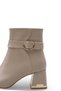 Women's Heeled Boots Square Toe Leather Look Wrinkled Shiny 6.5 cm Thick Heel Gold Buckle Detail - 7