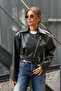 Zr Model Padded Oversize Black Biker Leather Jacket - 7