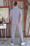 Men's Quilted Fabric Regular Long Sleeve Sweatshirt with Pockets Elastic Waist Lace-Up Pants Set - 5
