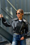 Zr Model Padded Oversize Black Biker Leather Jacket - 8
