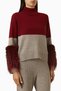 Half-Half Cuff Sweater, Red Luxury Knitwear Faux Fur Detailed Sweater