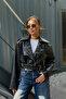 Zr Model Padded Oversize Black Biker Leather Jacket - 4