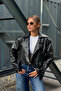 Zr Model Padded Oversize Black Biker Leather Jacket - 2