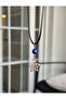 Spiral Star Leather Cord Necklace with Lapis Lazuli Natural Stone, Vortex Spiral Handmade Star Necklace