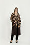 Women's Teddy Plush Gold Buttoned Towel Patterned Slit (V) Pocketed Collar Long Cardigan - 2