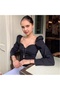 Eyon Black Heart Collar Balloon Sleeve Long Sleeve Blouse