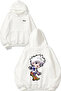 Chibi Young Hunter Design Back Printed White Hooded Sweatshirt