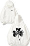 Silver Clover Design Back Printed White Hooded Sweatshirt