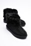 Women's Suede Boots Stoned Plush Black Mira