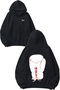 Drawstring Boxing Glove Design Back Printed Black Hooded Sweatshirt