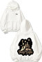 Deep Purple Design Back Printed White Hooded Sweatshirt