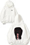 Drawstring Boxing Glove Design Back Printed White Hooded Sweatshirt