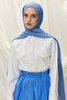 Paris Silk Shawl - Steel Blue - 3