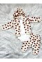 Strawberry Pattern Cream Hooded 3-Piece Bodysuit 3-Piece Newborn Baby Set - 3