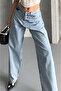 Baggy Snow Wash Ice Blue Jeans Trousers D2007 - 5