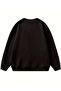 Women's Y2K Two Cats Crew Neck Printed Black Sweatshirt - 3
