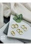Square Model Gold Gold Color Hoop Steel Earrings Size 3 Color Does Not Change - 2