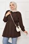 Full-Length Hijab Shirt with Hidden Buttons and Pleat Detail - 4