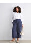 Navy Blue Modal Blend Wide Leg Women's Trousers - 2
