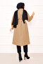 Elasticized Sleeve End Mobile Belted Hijab Trench Camel - 7