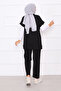 Stone Embroidered Zippered Vest Suit Black - 7