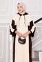 Hooded Sportswear Knitwear Dress Ecru-Brown - 6